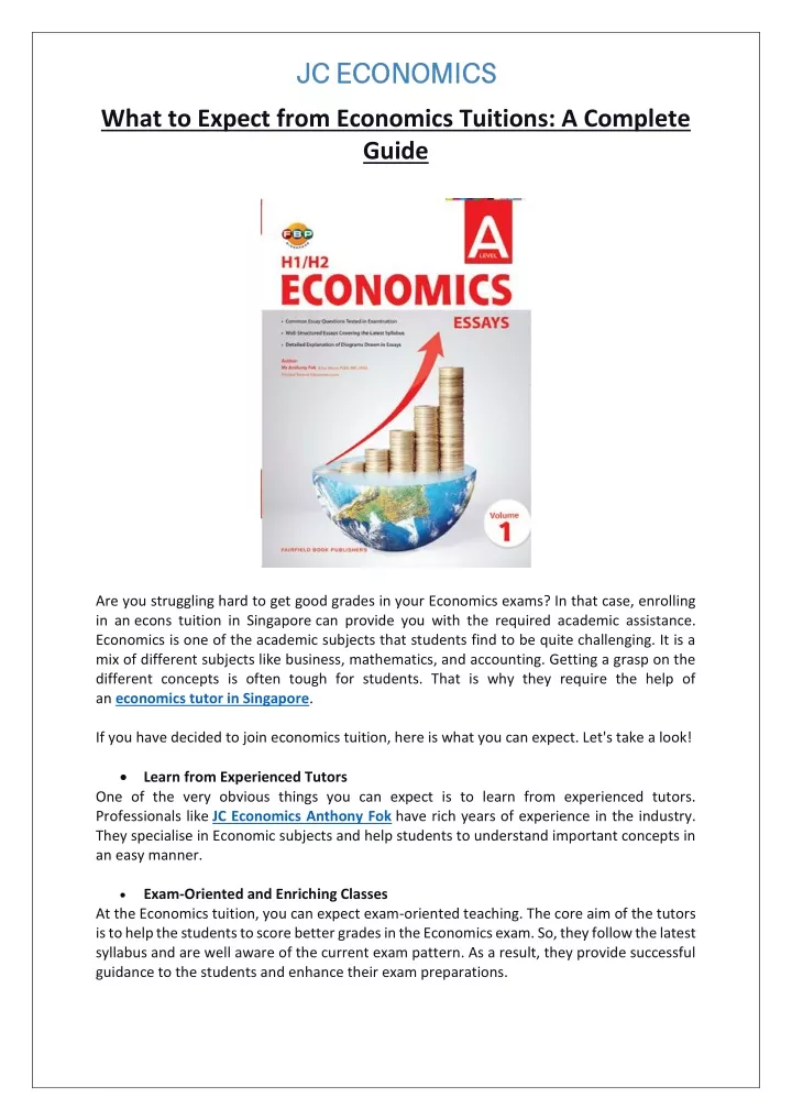 what to expect from economics tuitions a complete