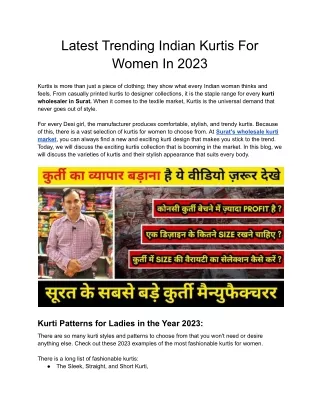 Latest Trending Indian Kurtis For Women In 2023