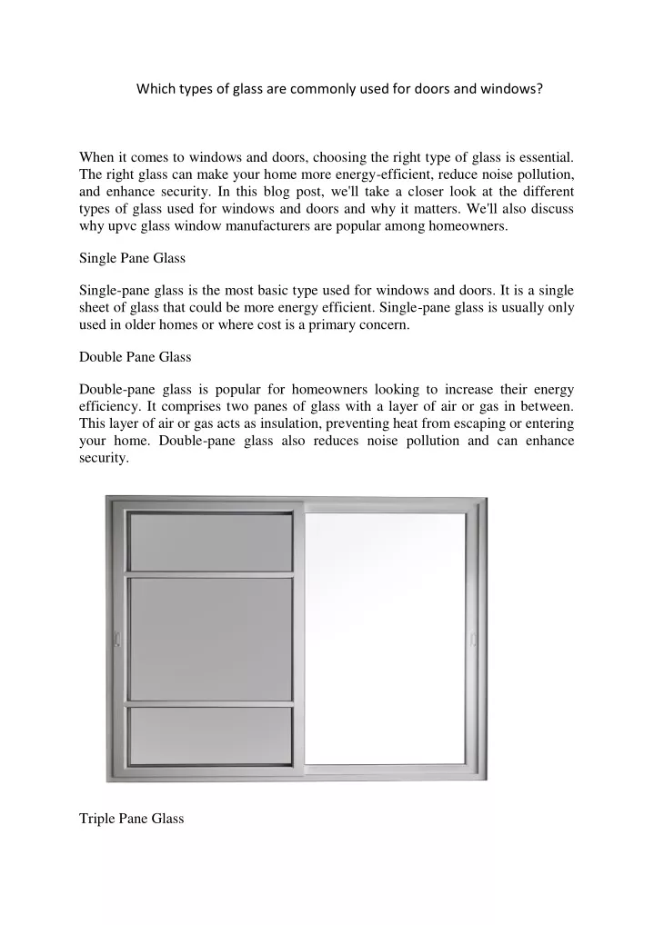 which types of glass are commonly used for doors