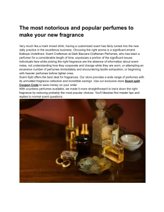 the most notorious and popular perfumes to make
