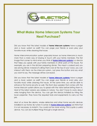 What Make Home Intercom Systems Your Next Purchase