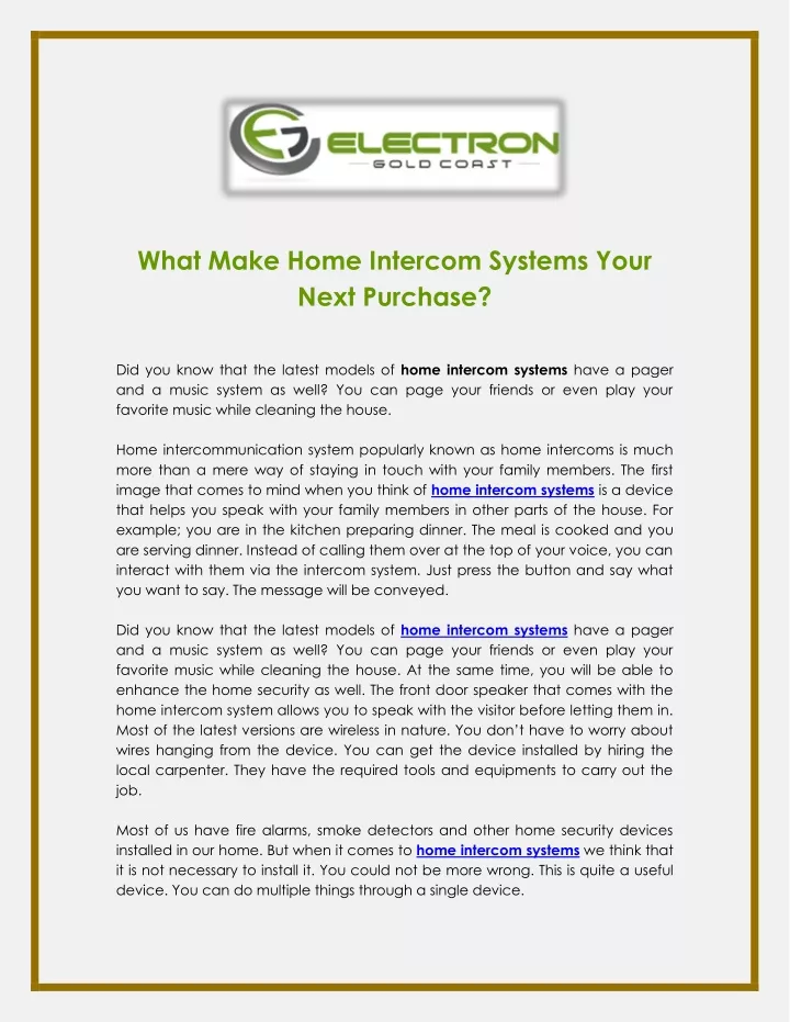 what make home intercom systems your next purchase