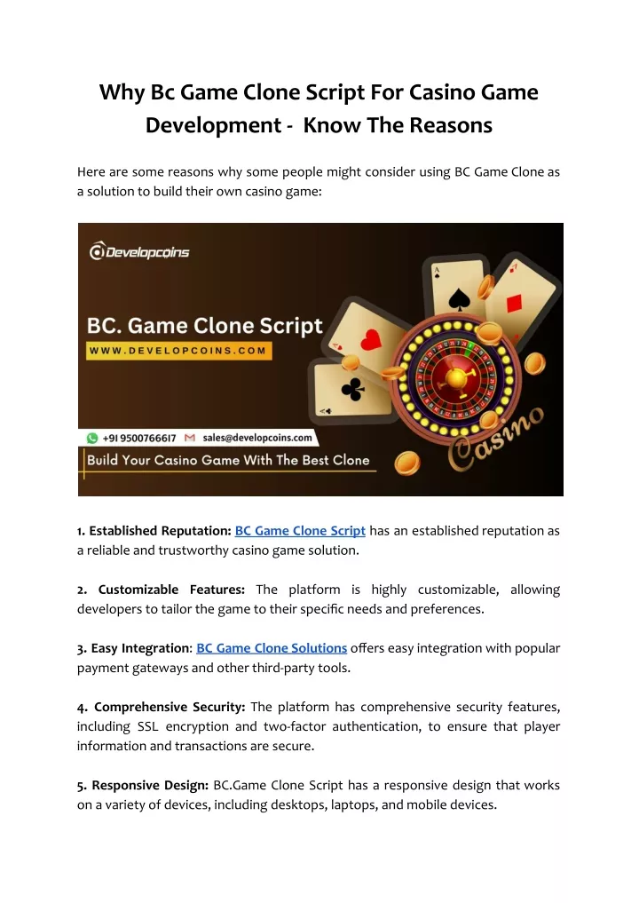 why bc game clone script for casino game
