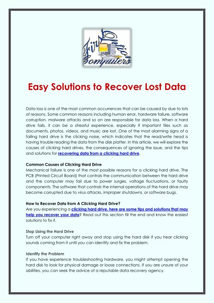 easy solutions to recover lost data