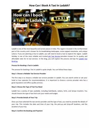 Ladakh Taxi Booking