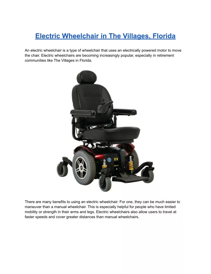 electric wheelchair in the villages florida