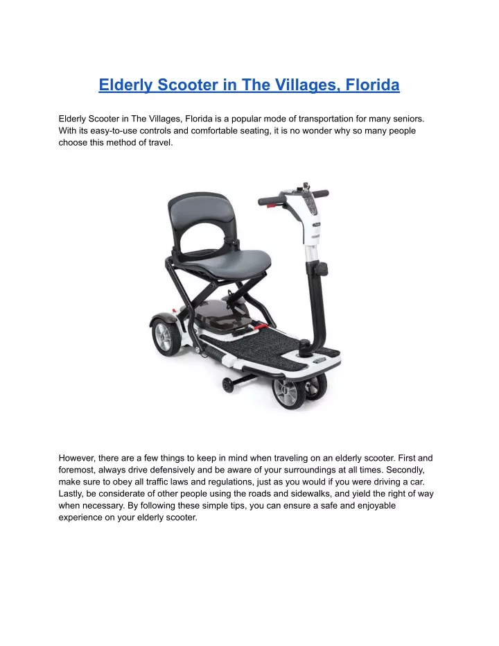 elderly scooter in the villages florida