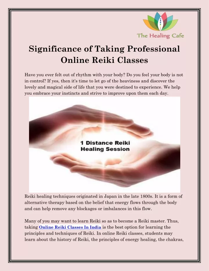 significance of taking professional online reiki