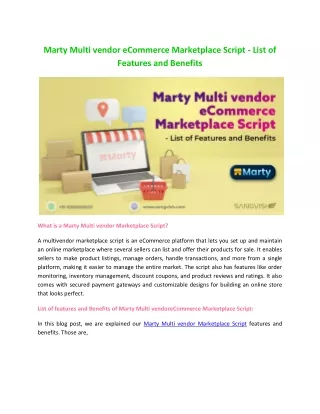 Marty Multi vendor eCommerce Marketplace Script - List of Features and Benefits