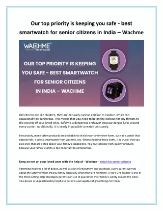 Our top priority is keeping you safe - best smartwatch for senior citizens in India – Wachme