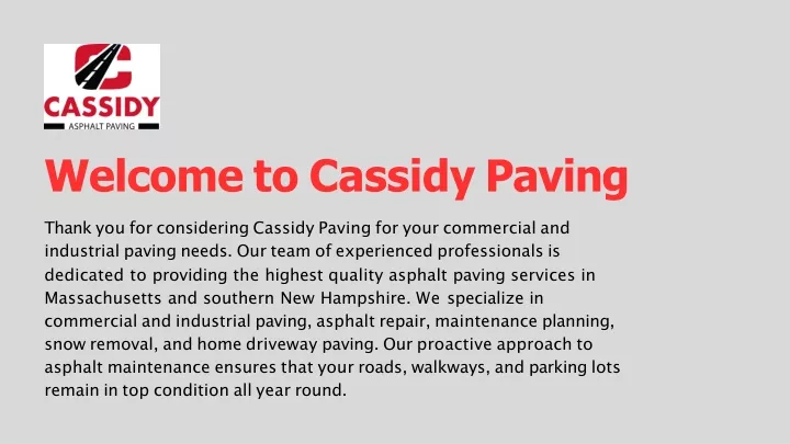 welcome to cassidy paving