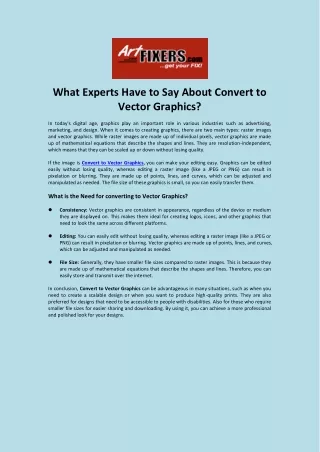 what experts have to say about convert to vector