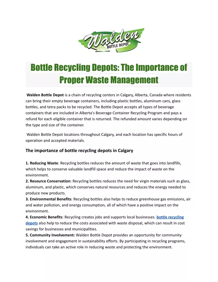 bottle recycling depots the importance of proper