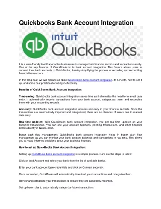 What is quickbooks bank account integration?