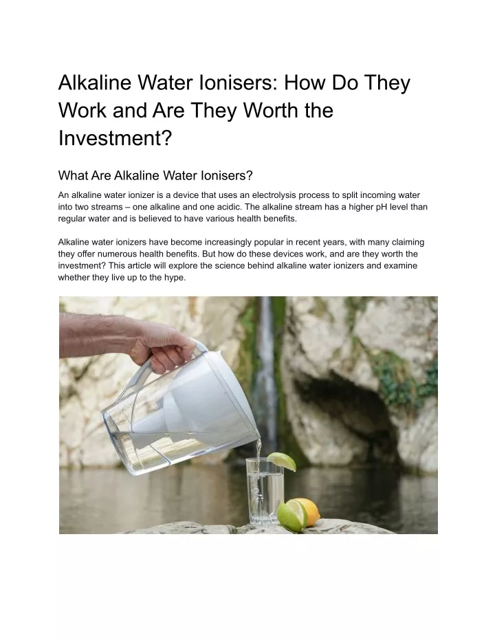 alkaline water ionisers how do they work