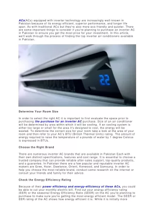 How to buy the best Inverter AC in Pakistan