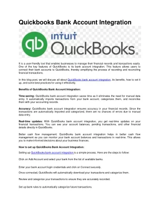 What is Quickbooks Bank Account Integration?