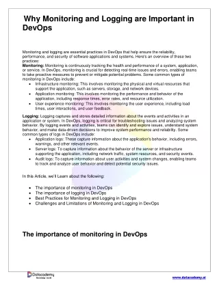 Why Monitoring and Logging are Important in DevOps