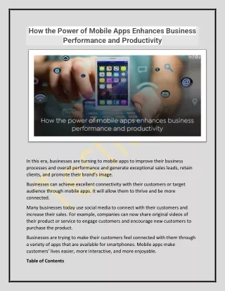 how the power of mobile apps enhances business