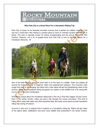 Why Park City is a Great Place For a Horseback Riding Trip