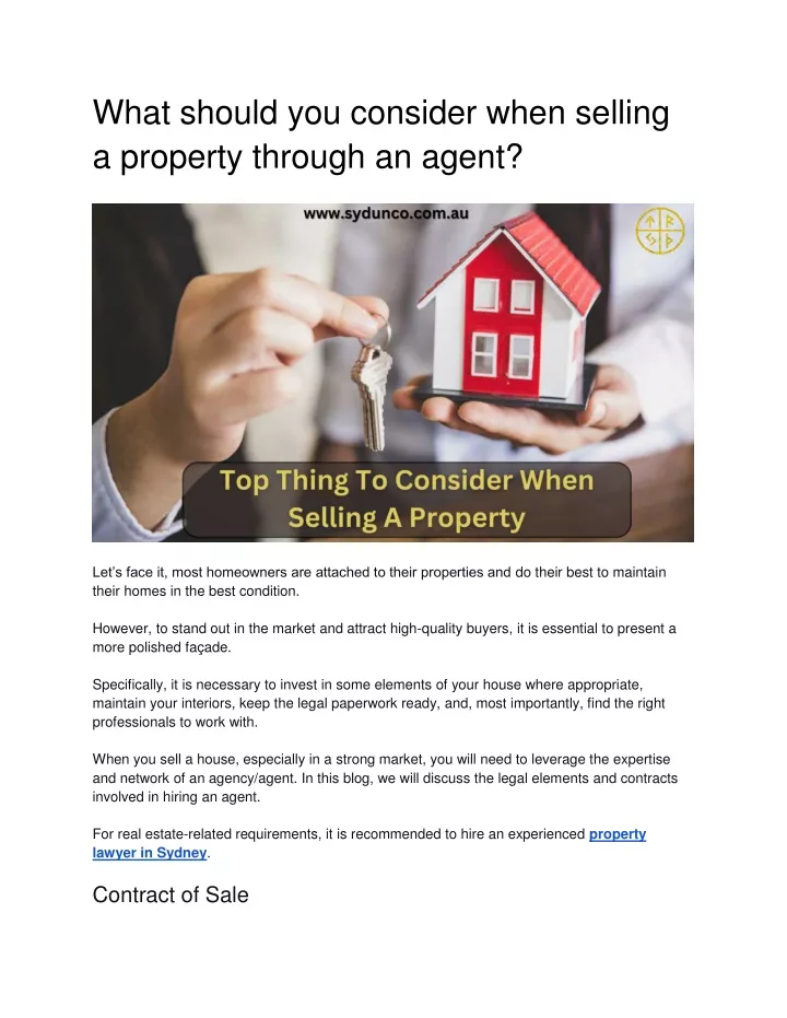 what should you consider when selling a property