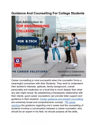 Guidance And Counselling For College Students