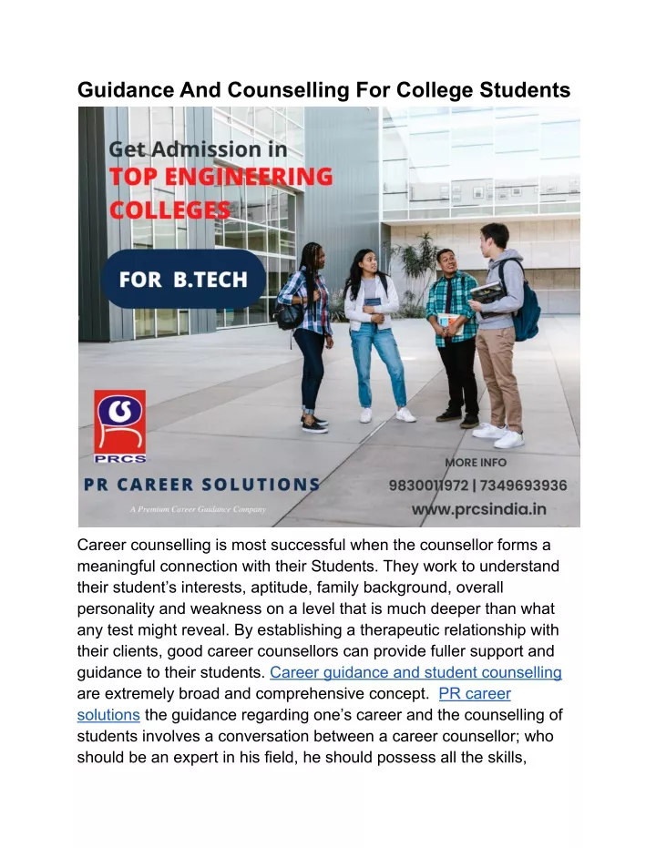 guidance and counselling for college students