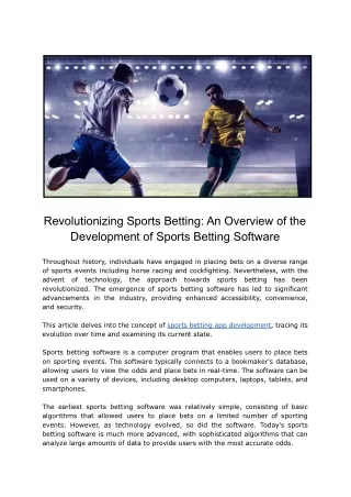Revolutionizing Sports Betting_ An Overview of the Development of Sports Betting Software