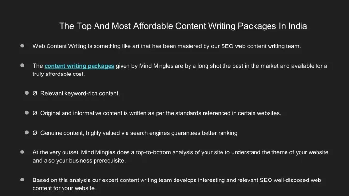the top and most affordable content writing