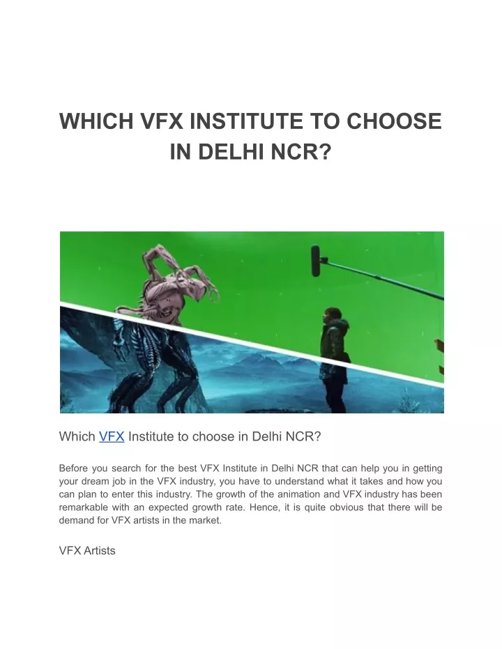 which vfx institute to choose in delhi ncr
