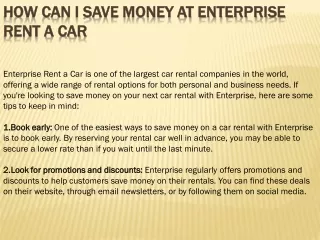 How can I save money at Enterprise Rent a Car