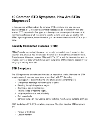 10 common std symptoms how are stds diagnosed