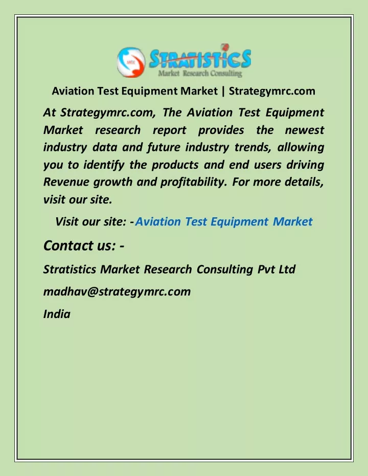 aviation test equipment market strategymrc com