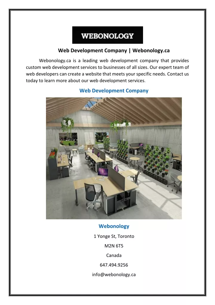 web development company webonology ca