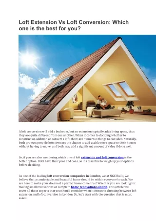 loft extension vs loft conversion which
