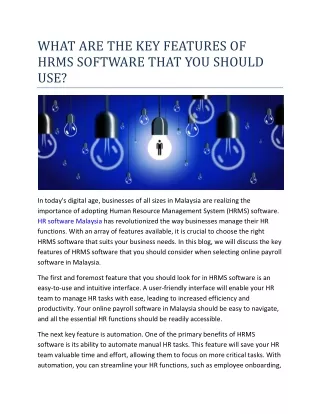 WHAT ARE THE KEY FEATURES OF HRMS SOFTWARE THAT YOU SHOULD USE