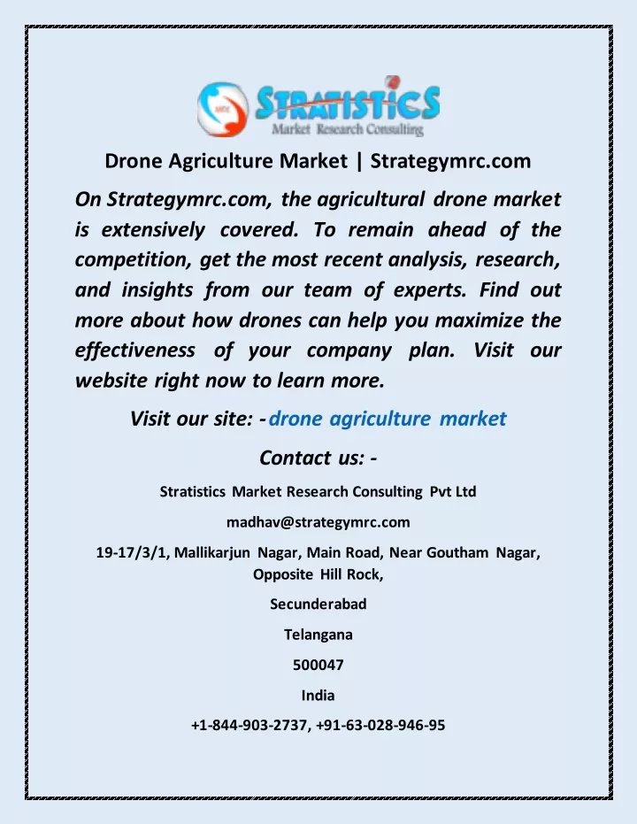 drone agriculture market strategymrc com