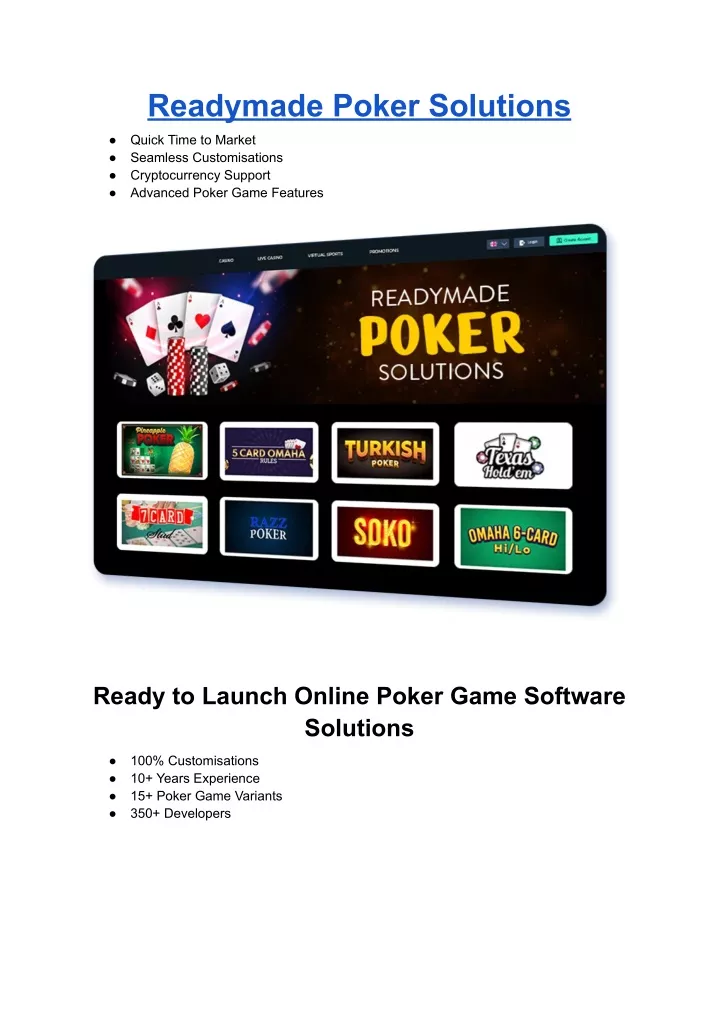 readymade poker solutions