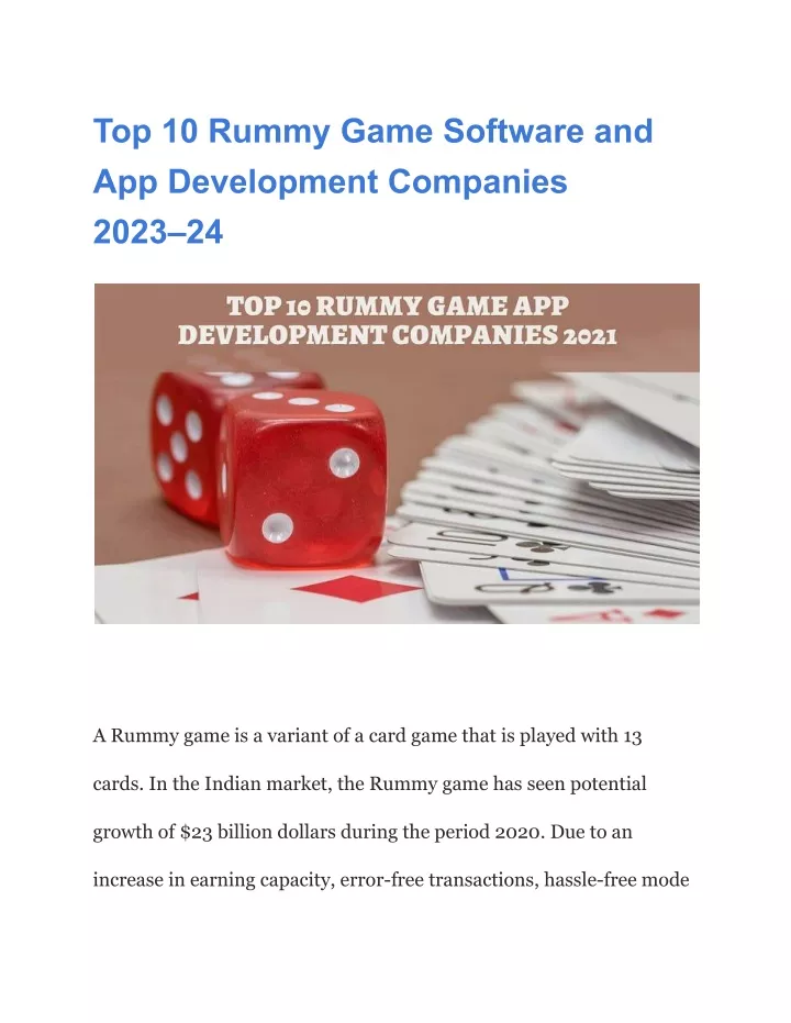 top 10 rummy game software and app development