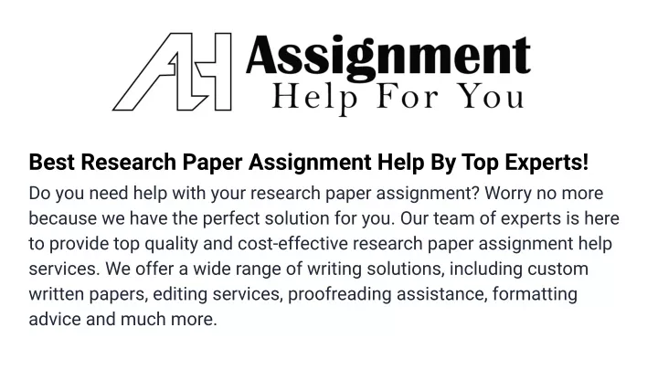 best research paper assignment help by top experts