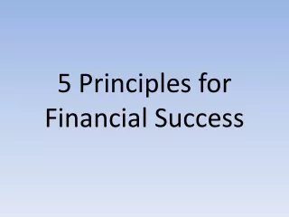 5 principles for financial success