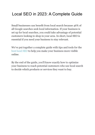 local seo in 2023 a complete guide
