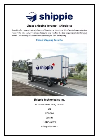 Cheap Shipping Toronto | Shippie.ca
