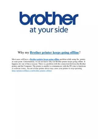 Why my Brother printer keeps going offline?