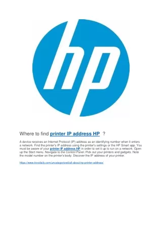 Where to find printer IP address HP  ?