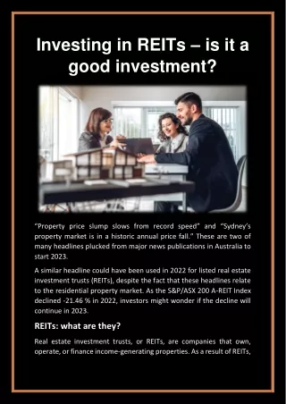 Investing in REITs – is it a good investment?