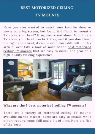 Best Motorized Ceiling  TV Mounts