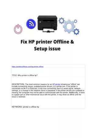 https printersofflines com hp printer offline