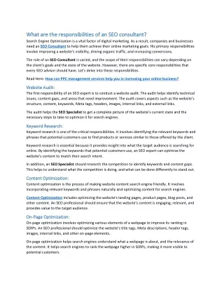 What are the responsibilities of an SEO consultant?