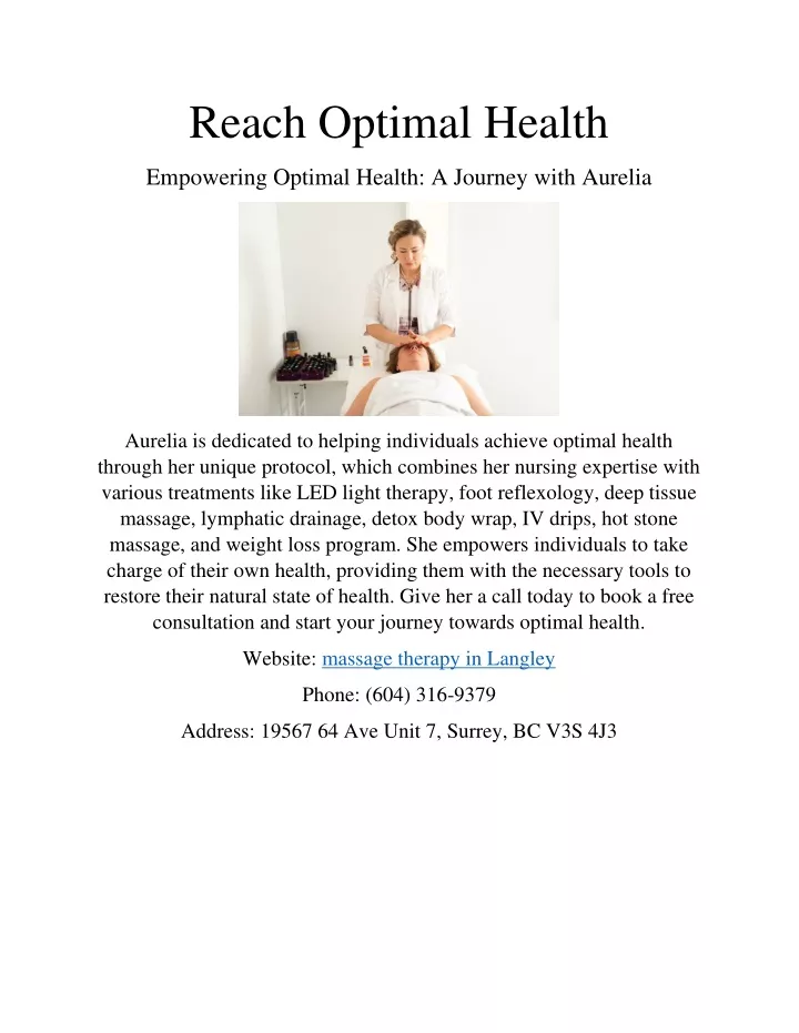 reach optimal health